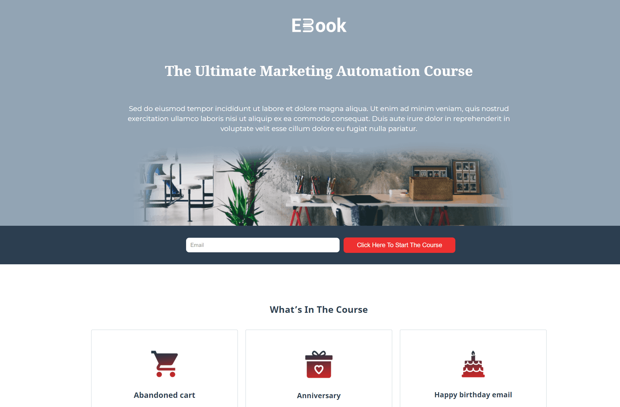Szablon strony docelowej kursu online online course landing page layout example