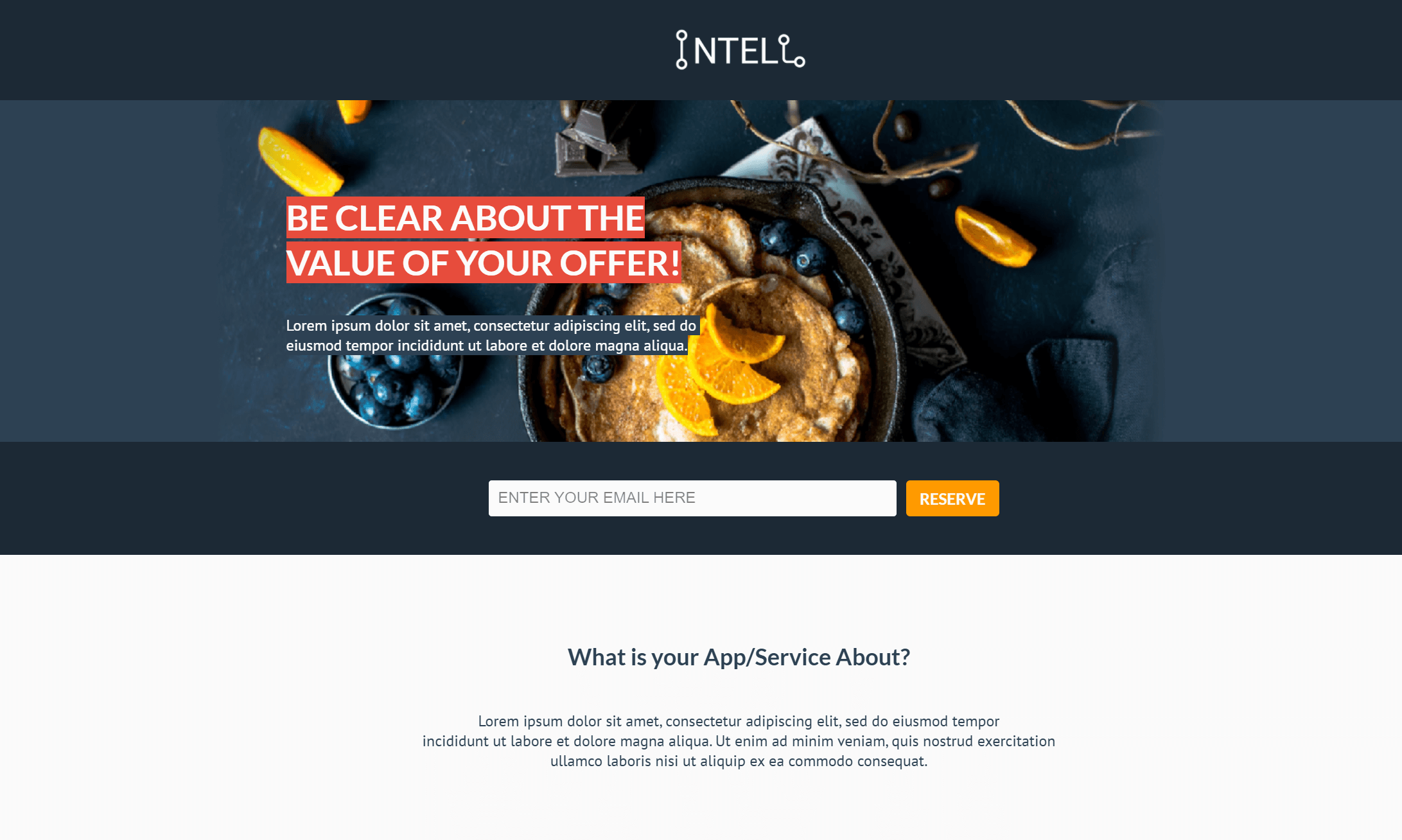 Szablon strony docelowej dla restauracji hospitality conversion page example