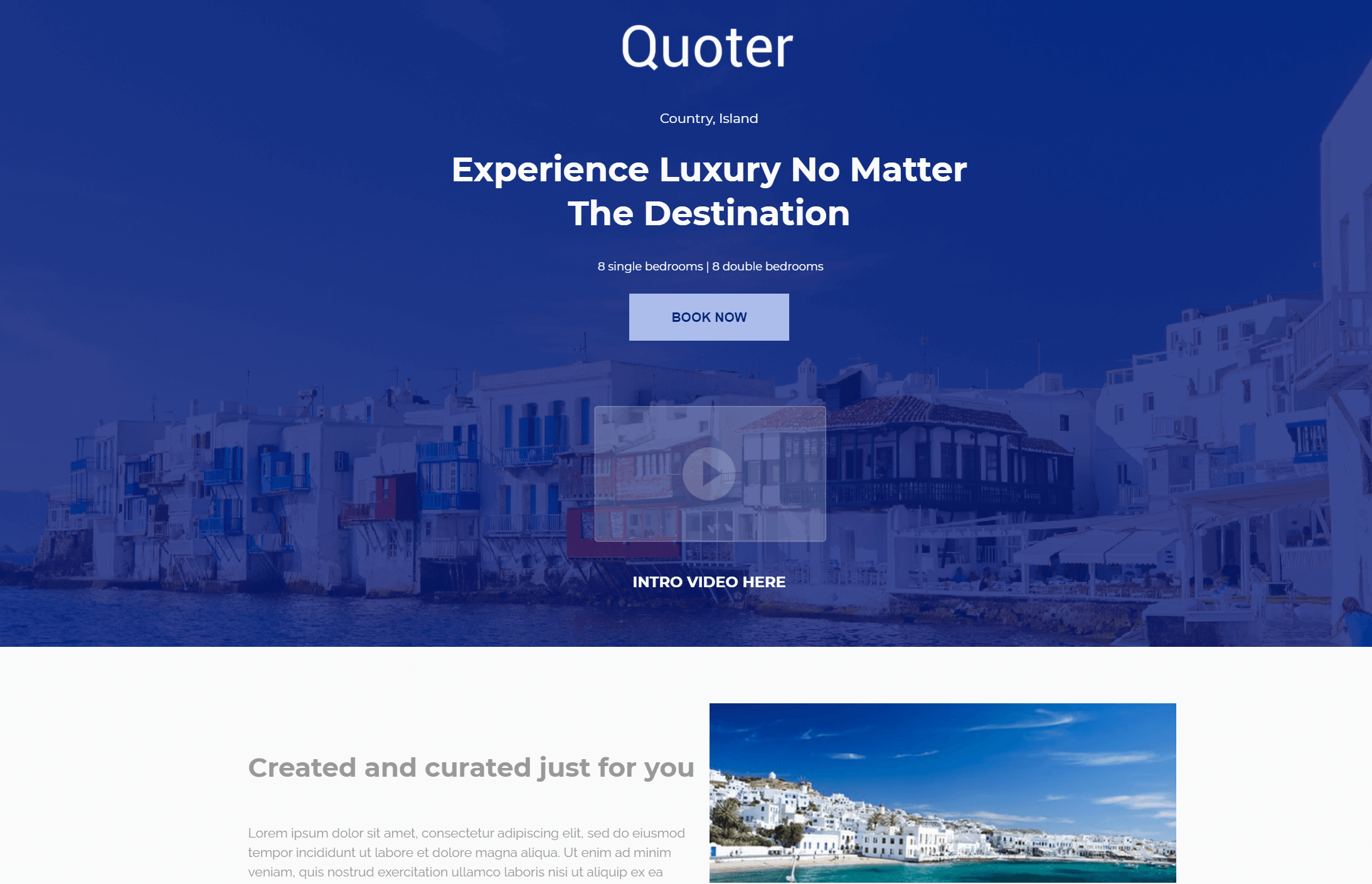 Przykładowa strona docelowa dla gościnności island escape landing page templates