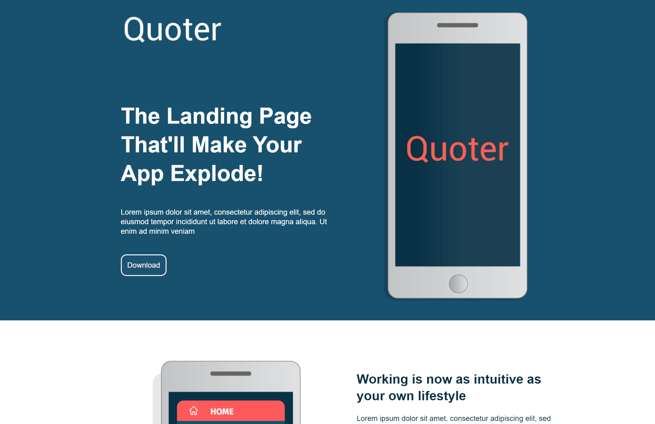 Elegancki landing page dla aplikacji mobilnych mobile apps landing page template