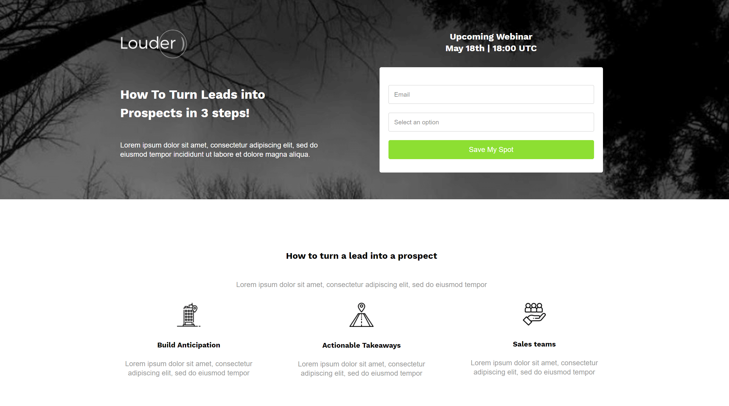 Minimalistyczny szablon strony docelowej minimalist design landing page templates