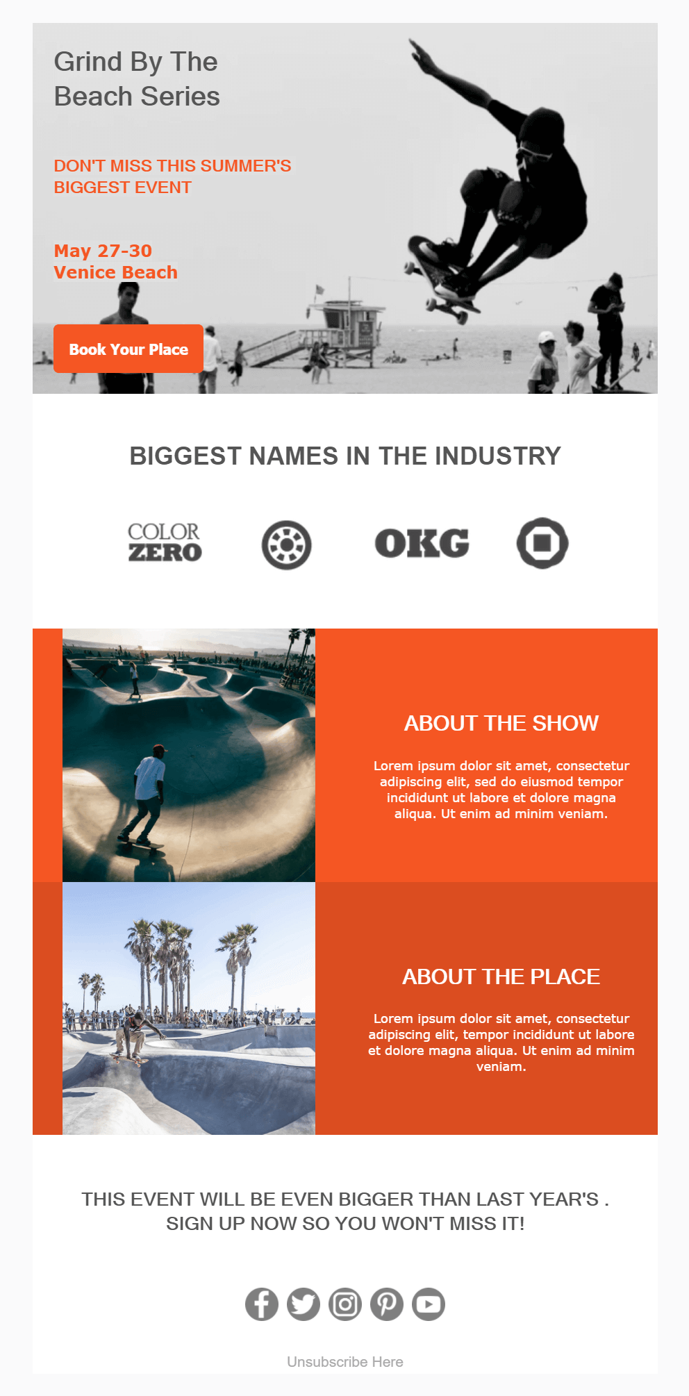 ตัวอย่างจดหมายข่าวเหตุการณ์ multipurpose event email design