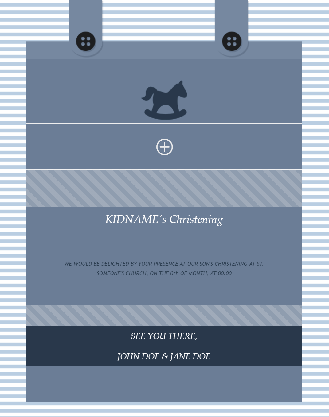 ตัวอย่างจดหมายข่าวอีเมลสีน้ำเงิน boy christening email design example