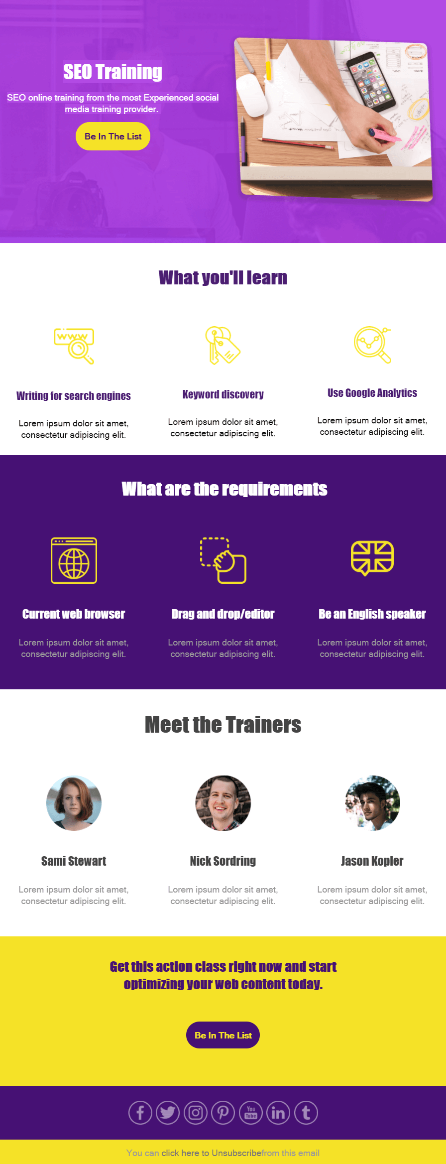 ตัวอย่างการออกแบบโปรโมชั่นกิจกรรม webinar email newsletter design