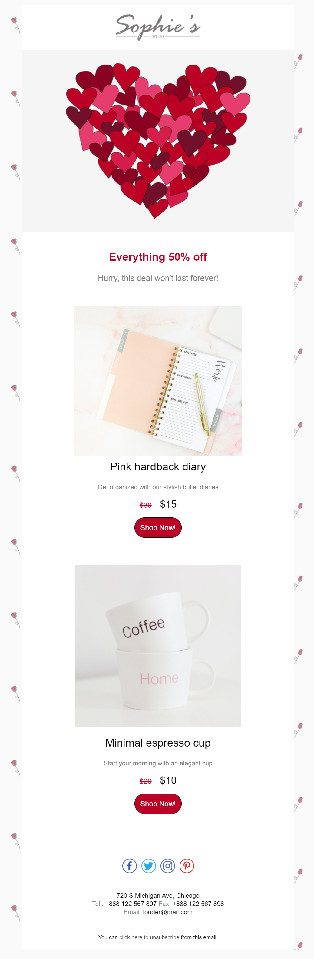 valentine's day responsive email newsletter