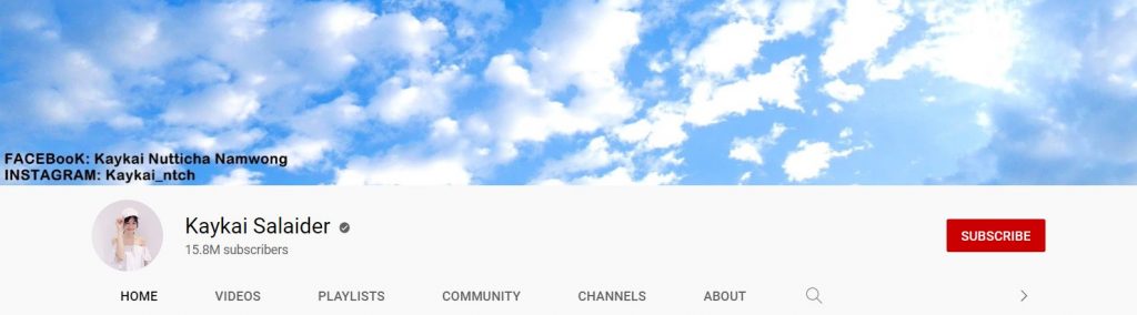 Kaykai Salaider（又名Nutticha Namwong）是来自泰国的女性YouTuber