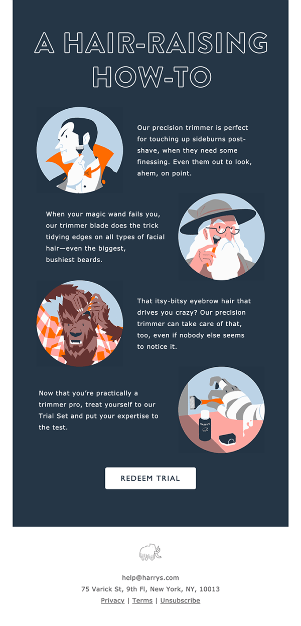 Halloween email campaign by Harry's