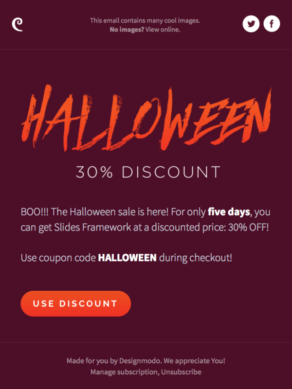 Halloween email campaign