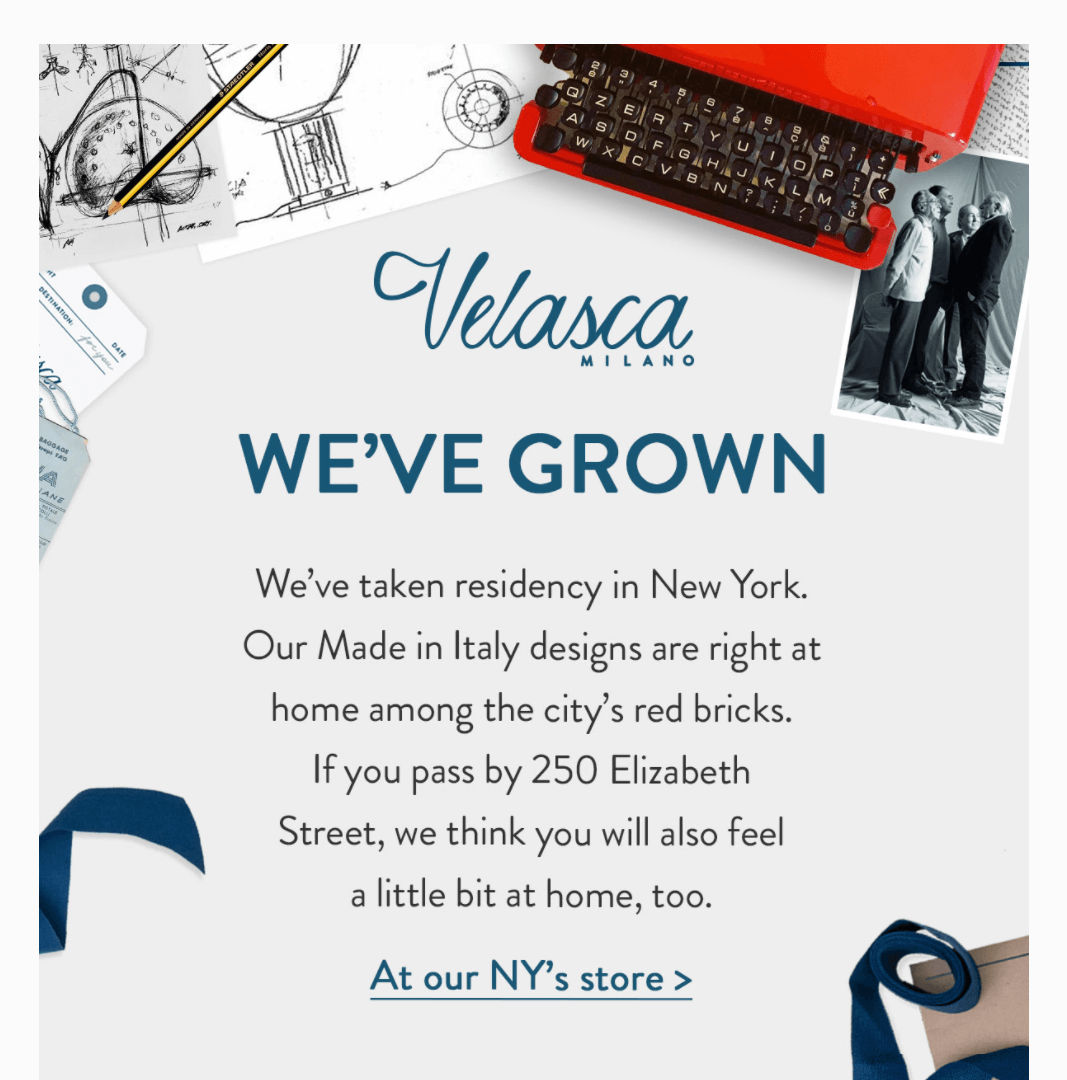velasca email banner example
