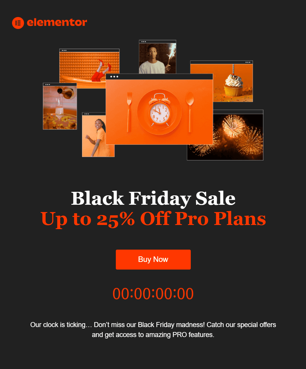 Przykładowa kampania e-mailowa Elementor Black Friday elementor b2b email for Black Friday