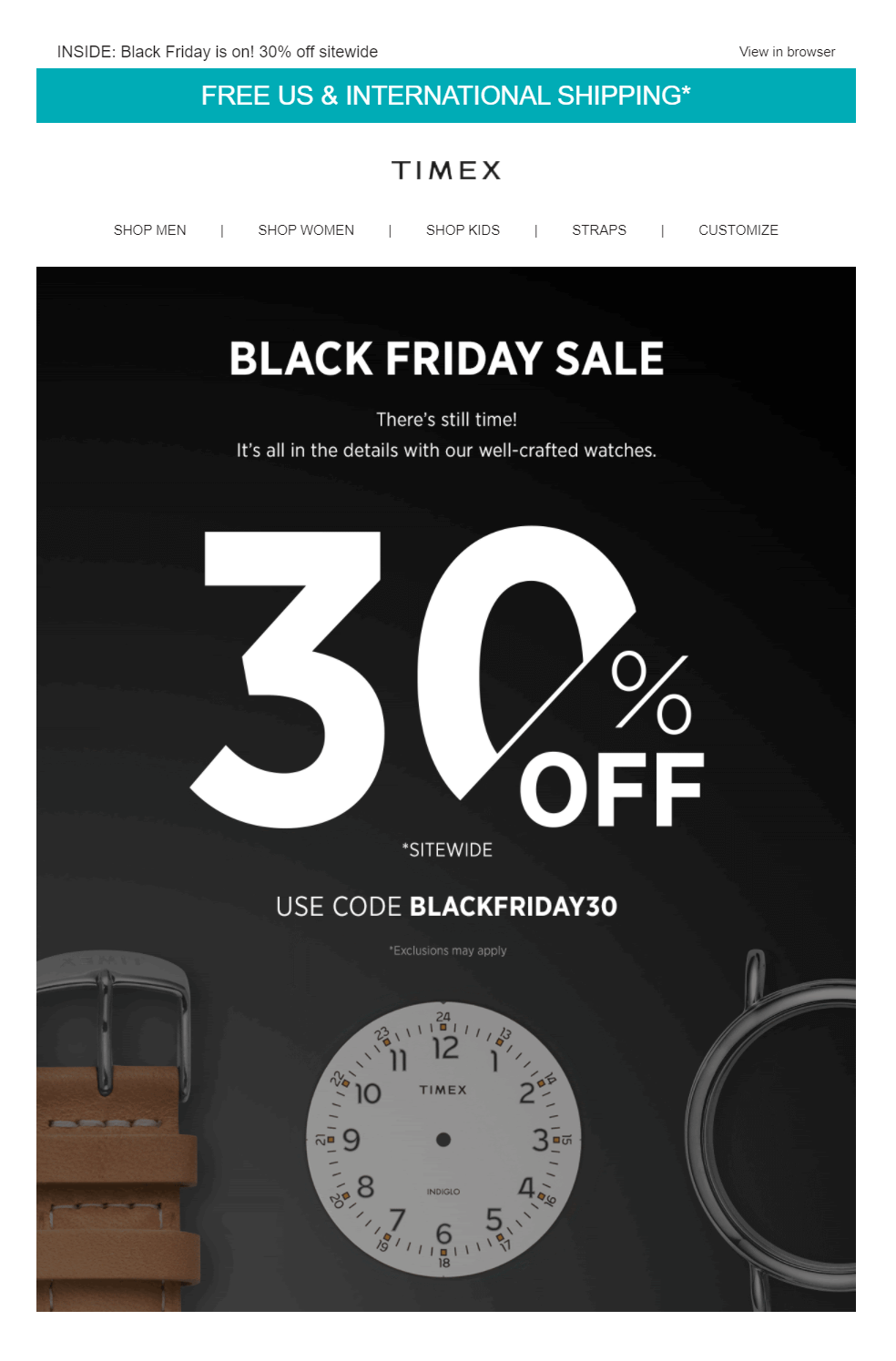 Timex Black Friday Wochenendangebote timex black friday weekend campaign example