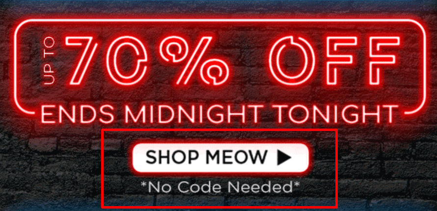 CTA-Beispiel von Meowingtons meowingtons Black Friday cta example