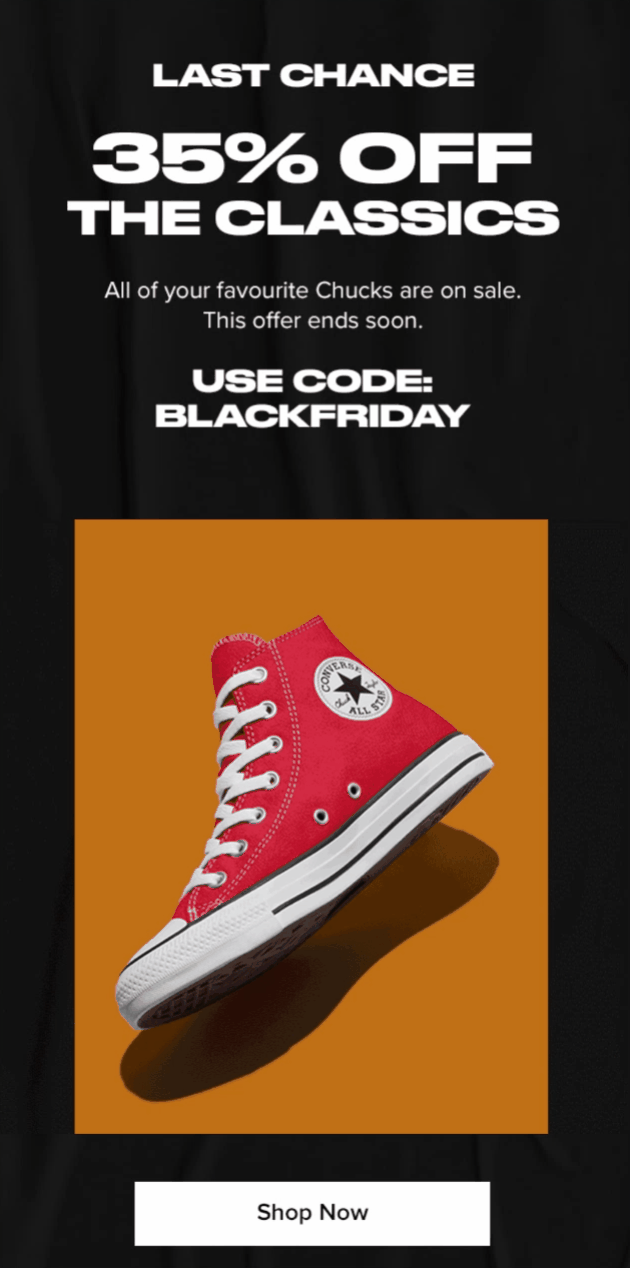 Converse Black Friday E-Mail-Kampagne converse black friday campaign