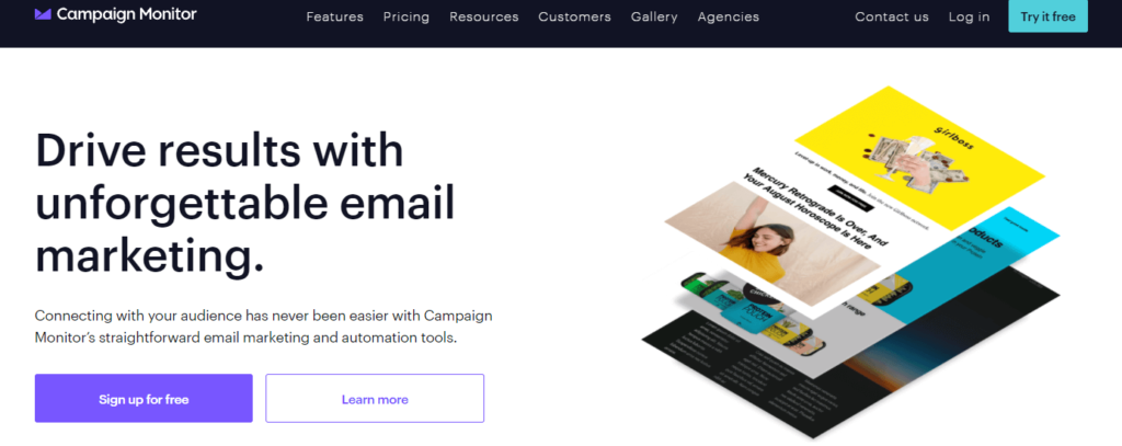 Strona główna Monitora kampanii Campaign Monitor homepage