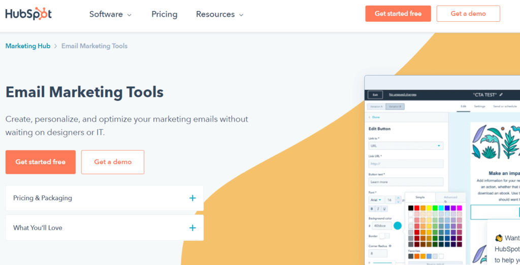 Hubspotのホームページ Hubspot homepage
