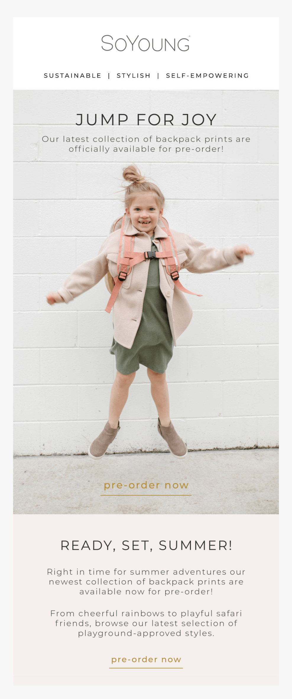 soyoung fashion email marketing pre-order campaign