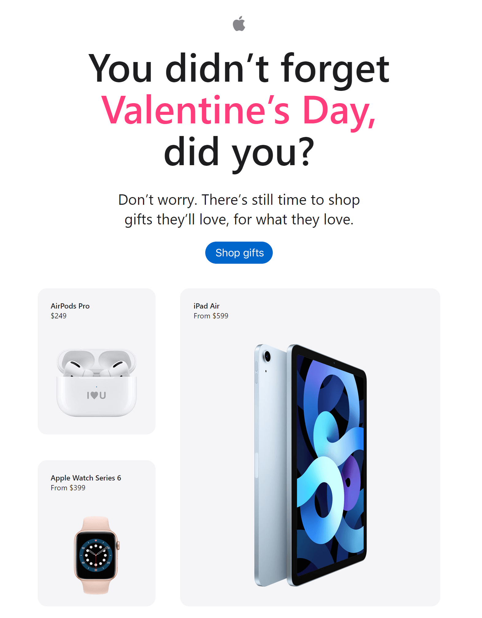 來自 Apple 的情人節通訊 Apple valentine's day email campaign