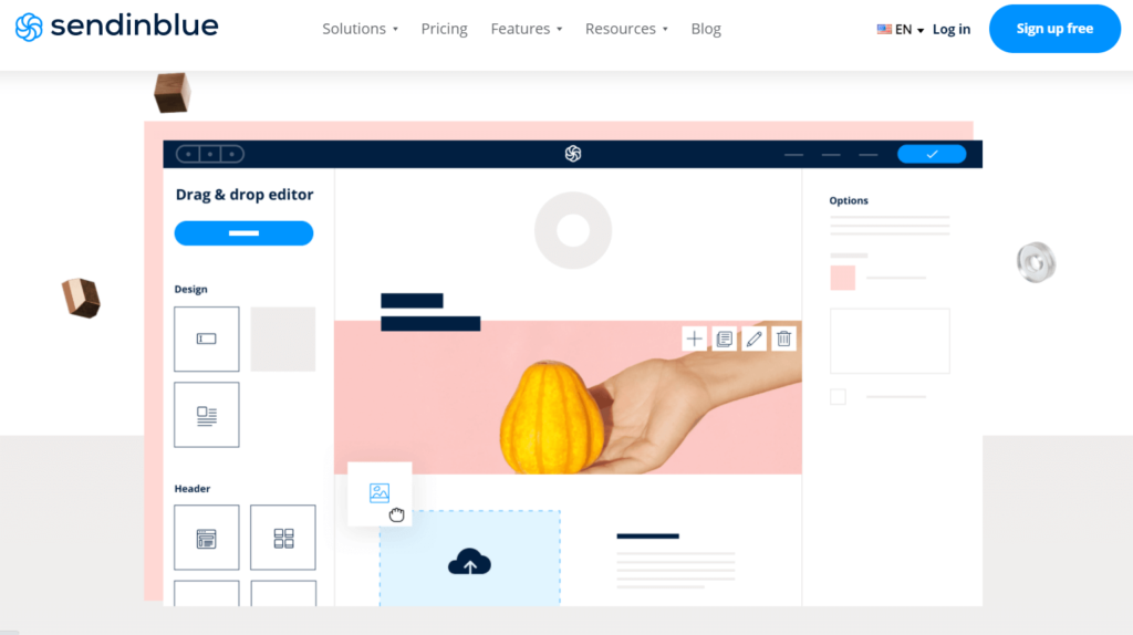 Sendinblue drag and drop editor