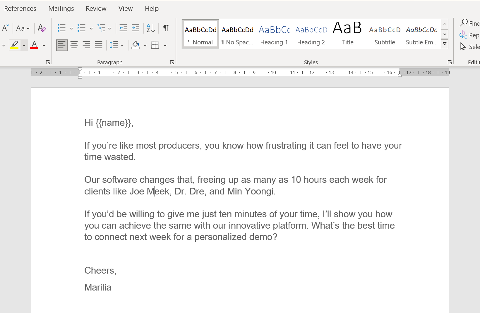 Rédigez votre copie de courrier électronique dans Word how to send mass email in outlook