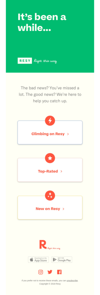 Электронная кампания RESY RESY email campaign