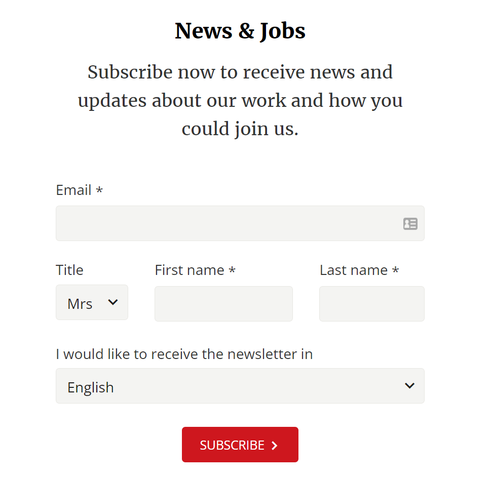 Processus d'inscription à la newsletter du Centre des droits constitutionnels Center of Constitutional Rights segmentation