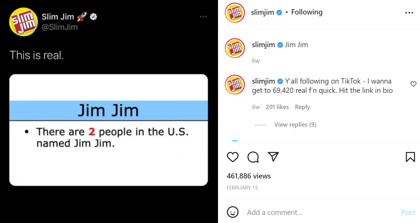 slim jim social media post