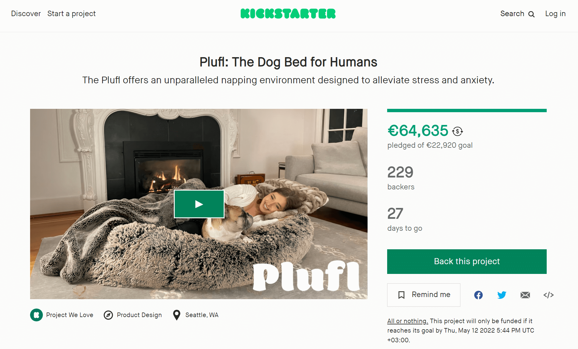 ตัวอย่างแคมเปญ Plufl Kickstarter how to start a business with no money