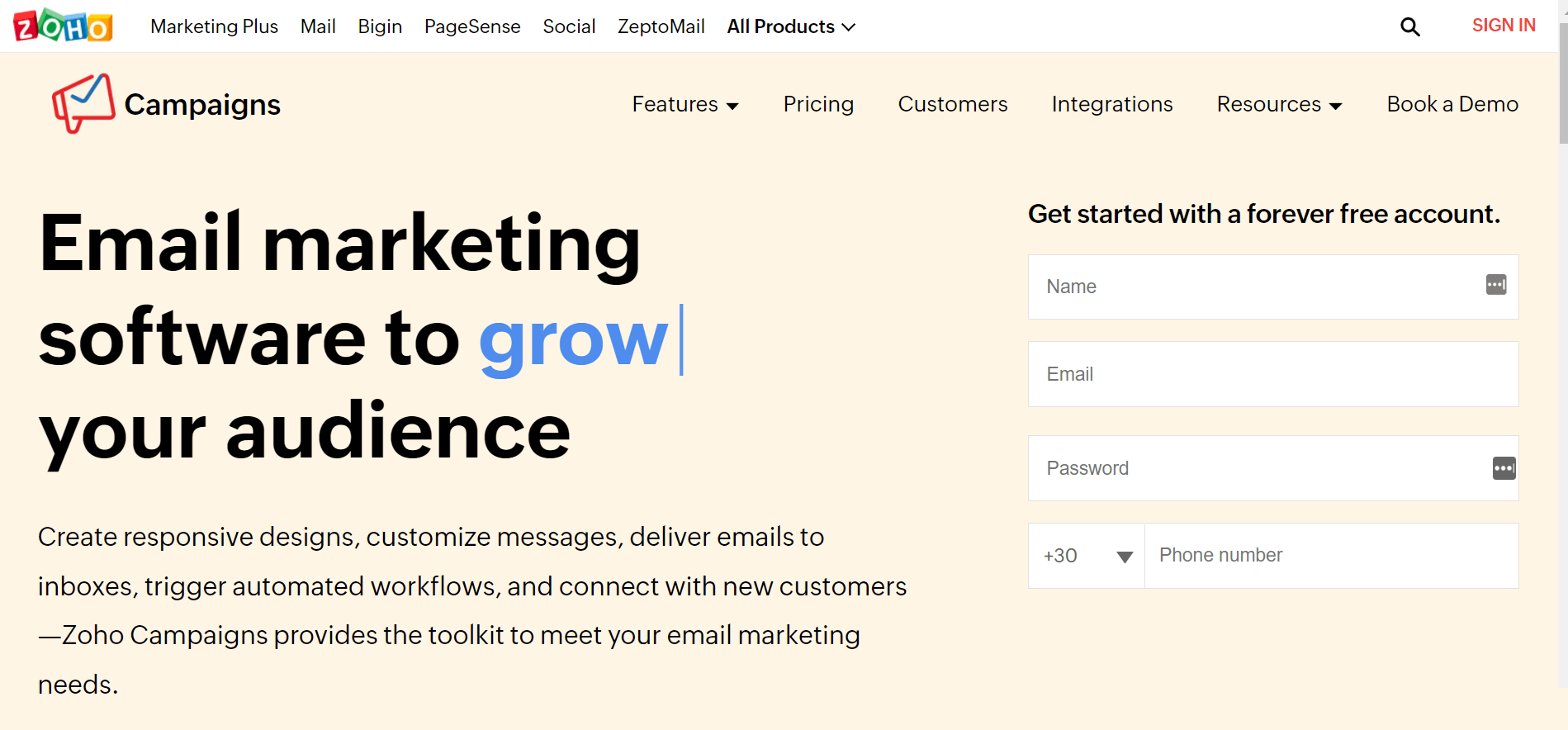 zoho campaigns competitor to mailerlite