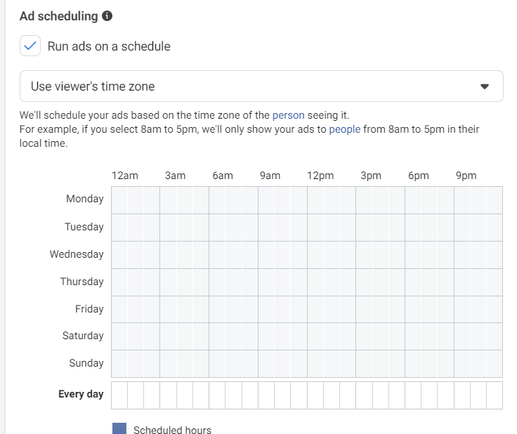 ad scheduling on Facebook
