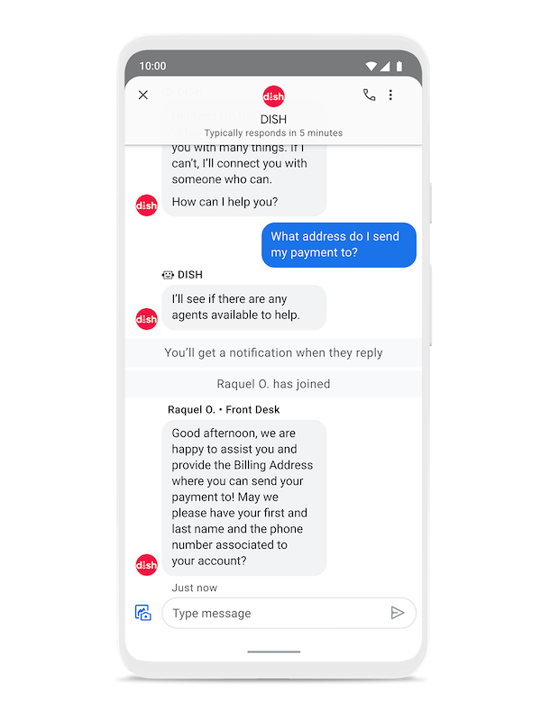 Przykład Dish Satellite używającego GBM do obsługi zgłoszeń do obsługi klienta.