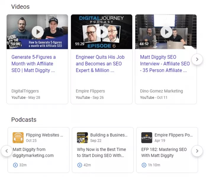 Interview- und Podcast-Serp