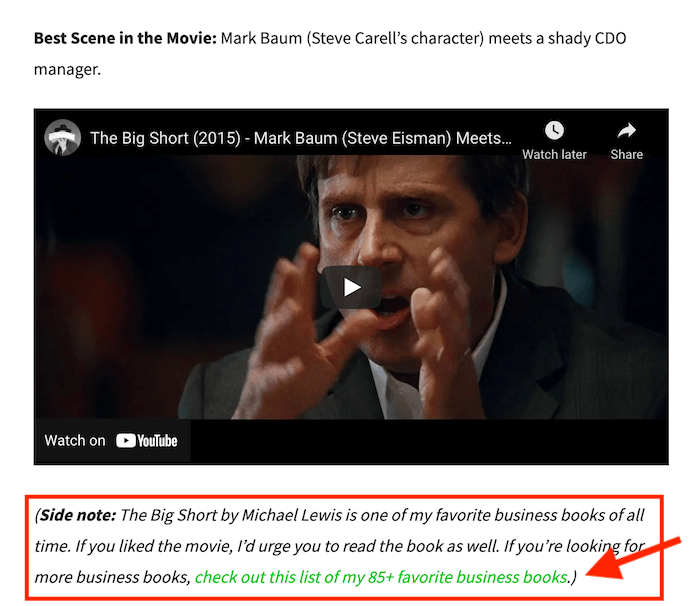 Exemple de liens internes Internal links example