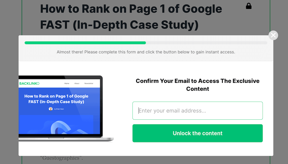 Backlinkoゲーテッドコンテンツ Backlinko Gated Content