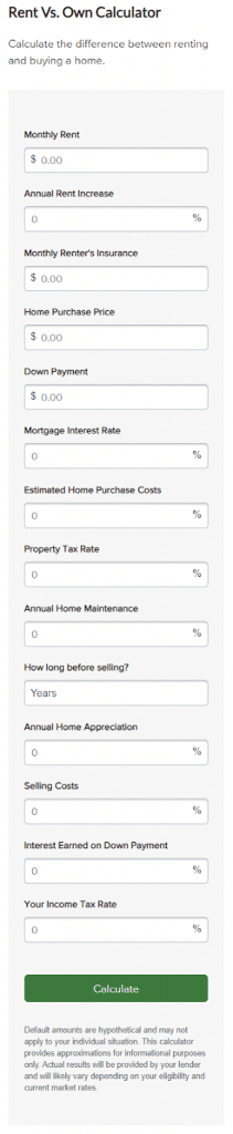 Cooperativa de crédito para membros Premier (aluguel vs calculadora própria)