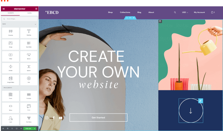 Exemple de constructeur de pages Elementor Pro Example of Elementor Pro page builder