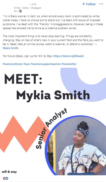 Exemplu de postare de profil personal