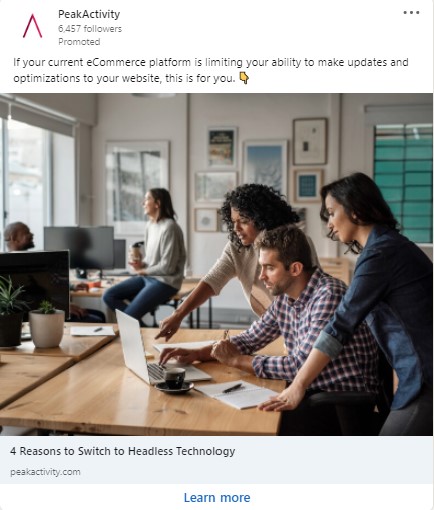 Exemplu de postări promovate pe LinkedIn