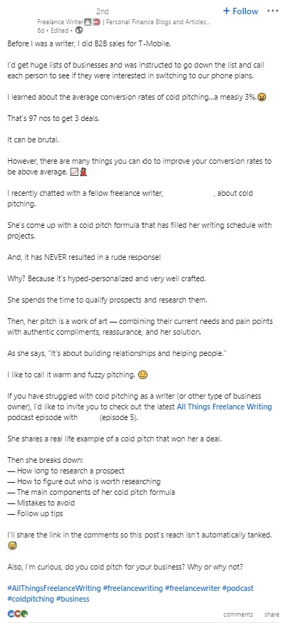 Exemplu de postări care povestesc