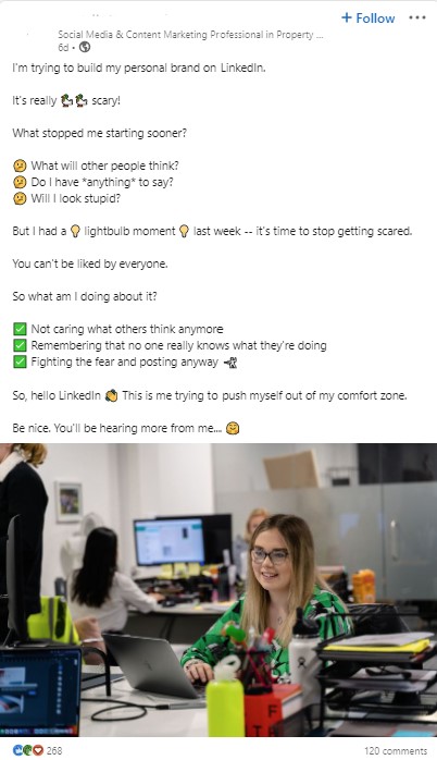 Exemplu de postare de marcă personală