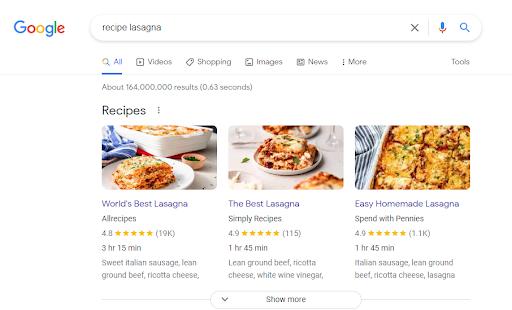 结构化数据支持的丰富片段