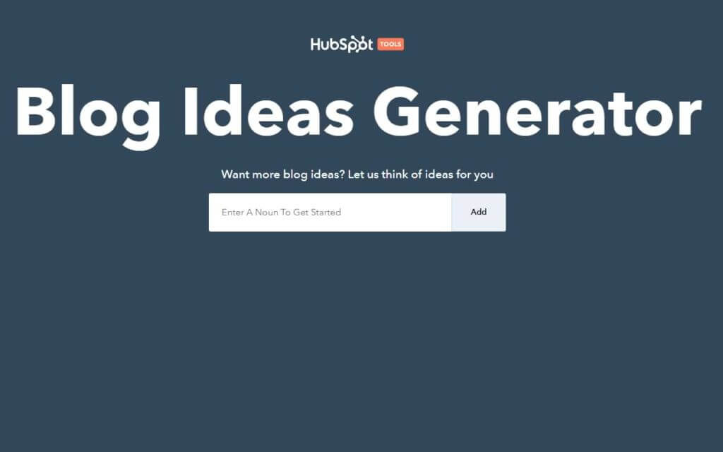 Captură de ecran a paginii Hubspot Blog Idea Generator