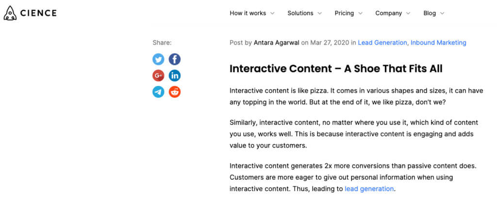 Captură de ecran a articolului Antara Agarwal