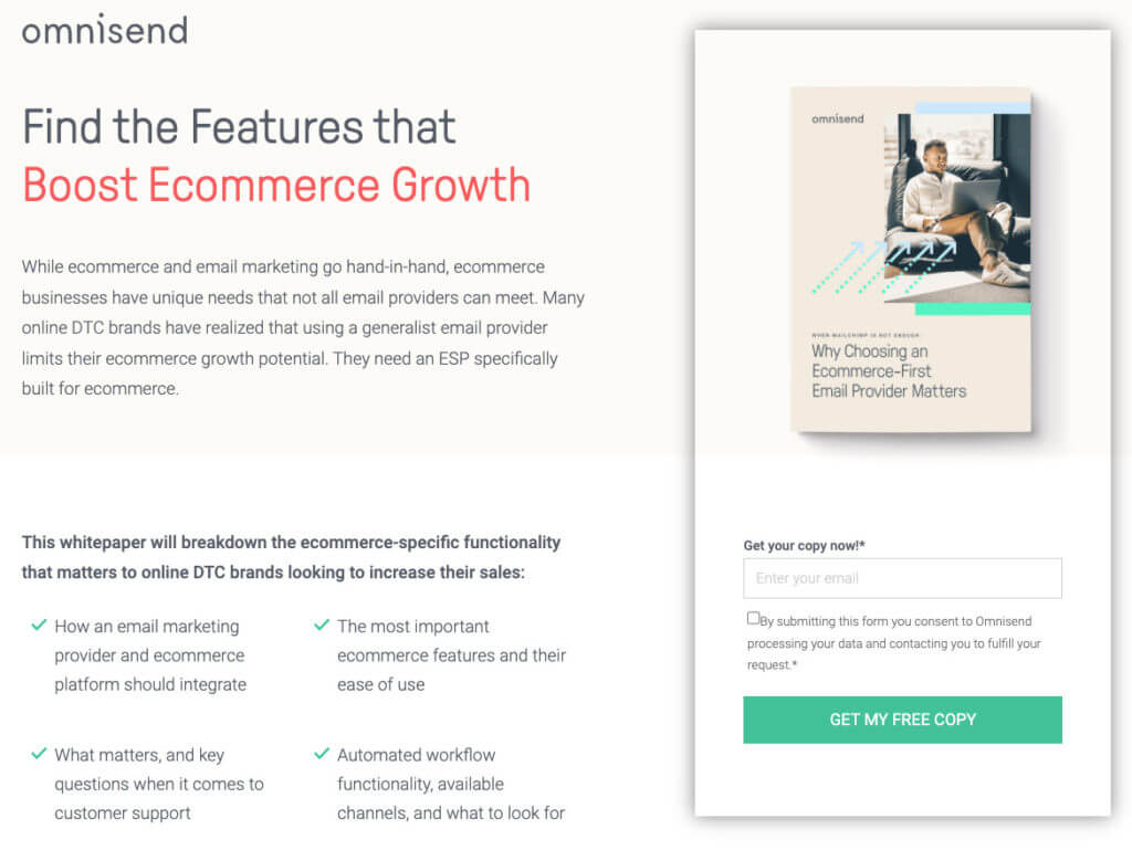 Captură de ecran a cărții albe Omnisend