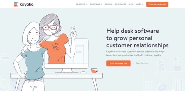 Captura de tela da página inicial atual do Kayako