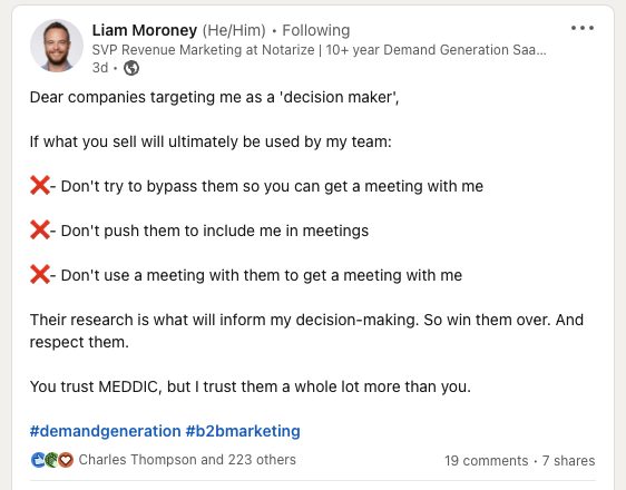 Captura de tela do Tweet de Liam Moroney