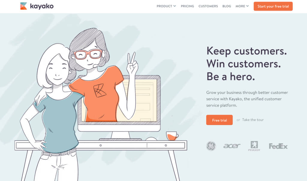 Captura de tela da página inicial anterior do Kayako