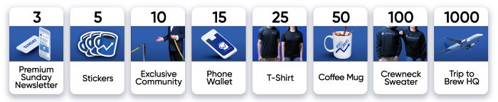 Captura de tela dos benefícios do programa de indicação do Morning Brew