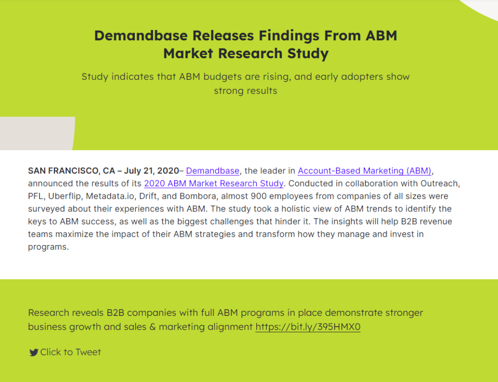 Captura de tela do site do Demandbase