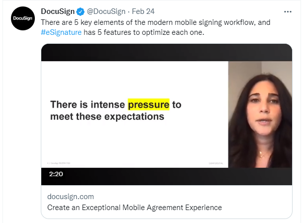 Twitter'daki Docusign Post'un ekran görüntüsü