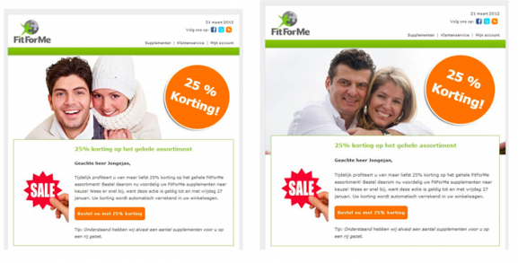 Screenshot del marketing fotografico basato sull'età